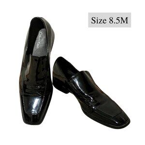[Calvin Klein] "Gregory" Patent Leather Formal Tuxedo Loafers | Black (8.5M)